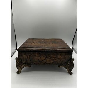 Ornate Trinket Box JewelryDecorative Faux Crackle Leather Accent‎ Table Decor